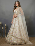 Astonishing White Hand Embroidered Net Reception Wear Lehenga Choli