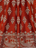 Beautiful Rust Orange Sequins Silk Bridal Lehenga Choli With Double Dupatta