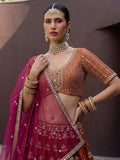 Beautiful Rust Orange Sequins Silk Bridal Lehenga Choli With Double Dupatta