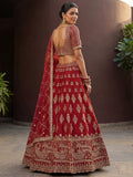 Fantastic Red Hand Work Silk Bridal Wear Lehenga Choli With Double Dupatta