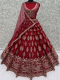Fantastic Red Hand Work Silk Bridal Wear Lehenga Choli With Double Dupatta