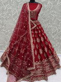 Fantastic Red Hand Work Silk Bridal Wear Lehenga Choli With Double Dupatta