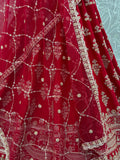Fantastic Red Hand Work Silk Bridal Wear Lehenga Choli With Double Dupatta
