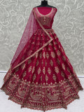Graceful Pink Zari Embroidered Silk Bridal Lehenga Choli With Double Dupatta