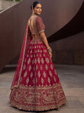 Graceful Pink Zari Embroidered Silk Bridal Lehenga Choli With Double Dupatta