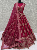 Graceful Pink Zari Embroidered Silk Bridal Lehenga Choli With Double Dupatta