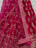 Graceful Pink Zari Embroidered Silk Bridal Lehenga Choli With Double Dupatta