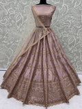 Lovely Mauve Hand Embroidered Silk Bridal Lehenga Choli With Double Dupatta