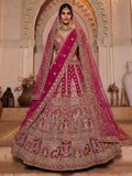 Noteworthy Pink Thread Work Silk Bridal Lehenga Choli With Double Dupatta