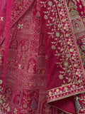 Noteworthy Pink Thread Work Silk Bridal Lehenga Choli With Double Dupatta