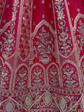 Lovely Red Thread Embroidered Silk Wedding Lehenga Choli With Dupatta