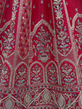 Lovely Red Thread Embroidered Silk Wedding Lehenga Choli With Dupatta