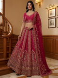 Precious Pink Zari Work Silk Bridal Lehenga Choli With Double Dupatta