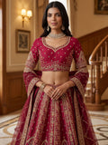 Precious Pink Zari Work Silk Bridal Lehenga Choli With Double Dupatta
