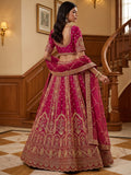 Precious Pink Zari Work Silk Bridal Lehenga Choli With Double Dupatta