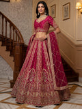 Precious Pink Zari Work Silk Bridal Lehenga Choli With Double Dupatta