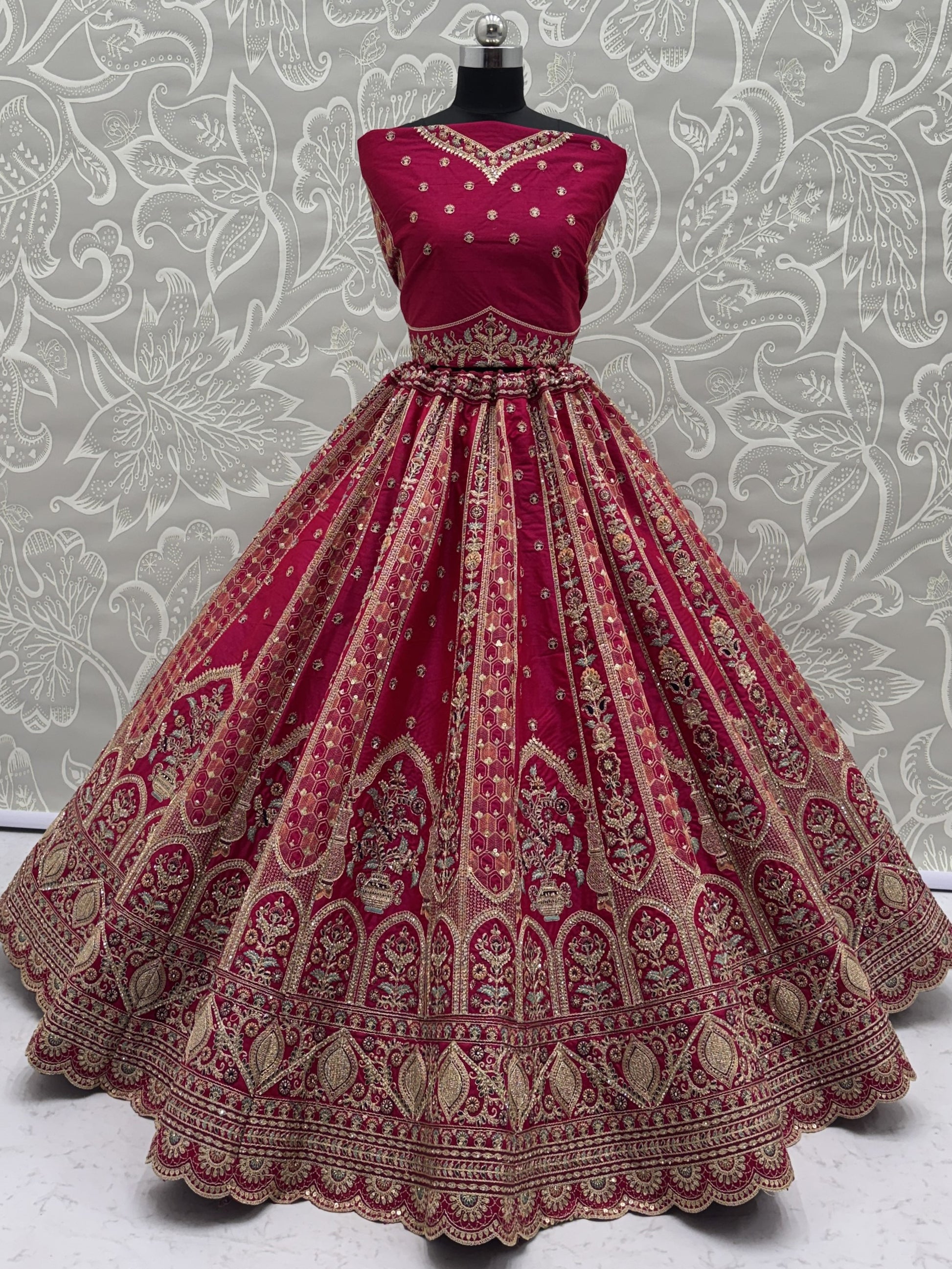 Precious Pink Zari Work Silk Bridal Lehenga Choli With Double Dupatta