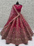 Precious Pink Zari Work Silk Bridal Lehenga Choli With Double Dupatta
