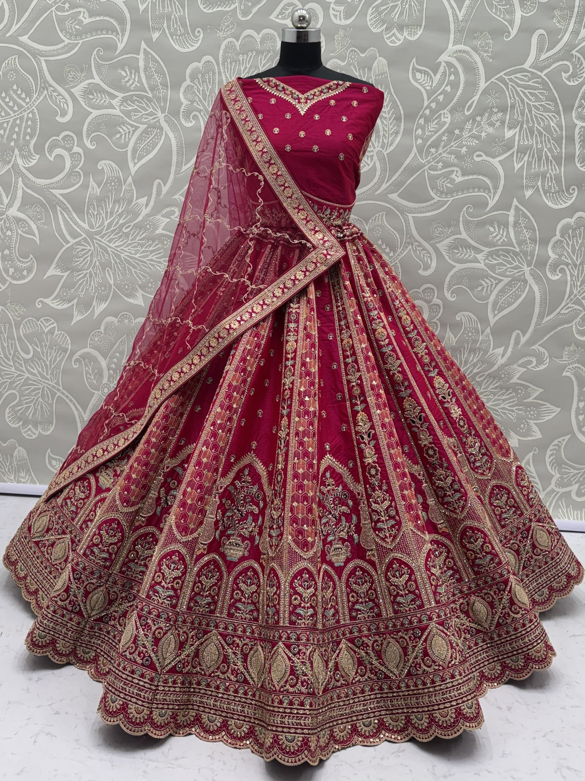 Precious Pink Zari Work Silk Bridal Lehenga Choli With Double Dupatta