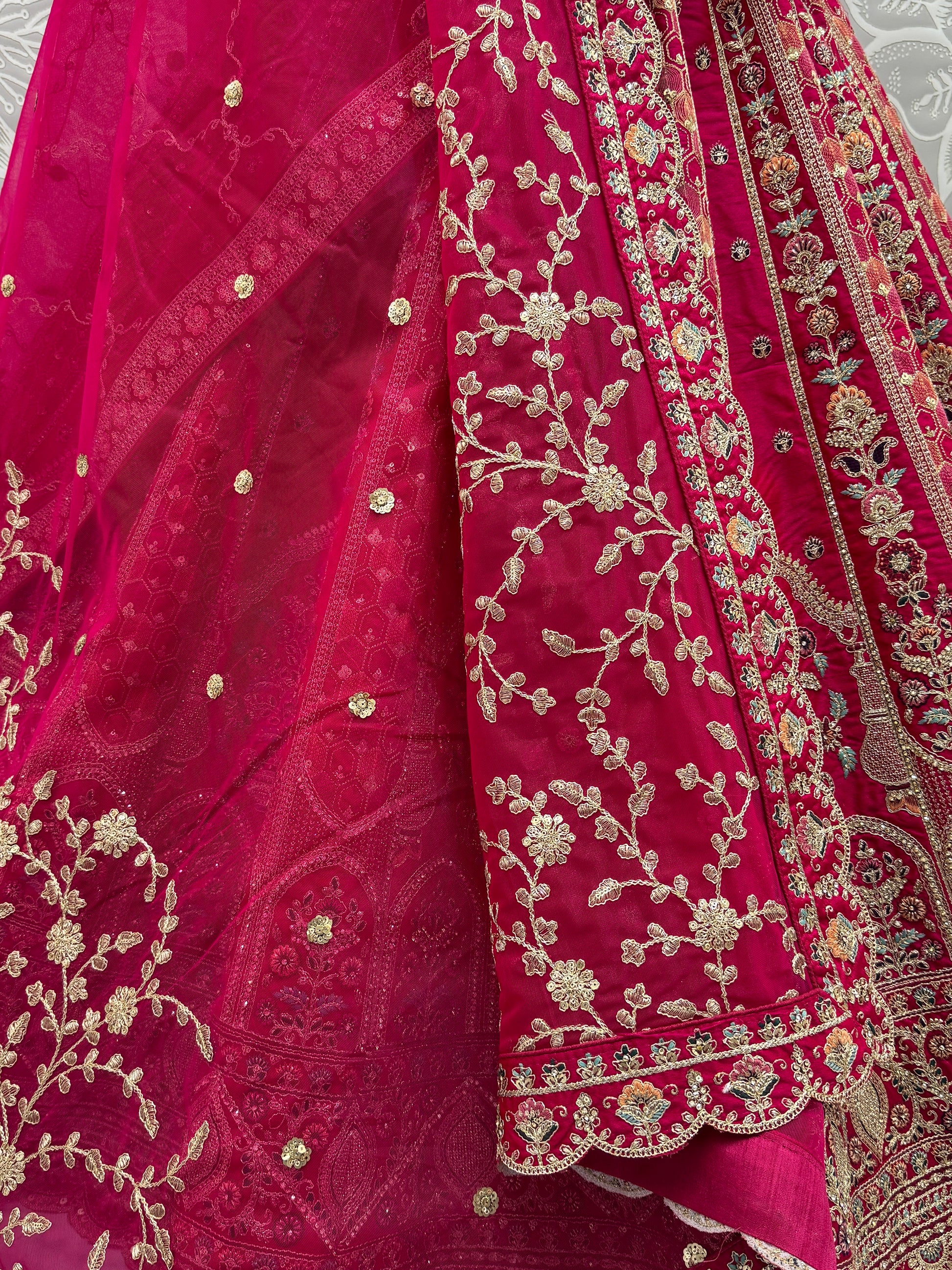 Precious Pink Zari Work Silk Bridal Lehenga Choli With Double Dupatta