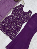 Gorgeous Purple Sequins Silk Festival Wear Pant Suit With Dupatta