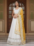 Stylish White Sequins Georgette Designer Lehenga With Blouse