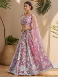 Astonishing Pink Sequins Embroidered Net Reception Wear Lehenga With Blouse