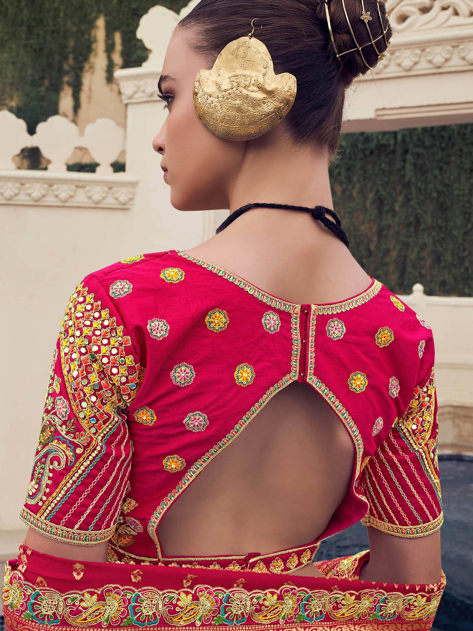 Lovely Mustard Yellow Thread Work Organza Engagement Wear Lehenga Choli