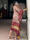 Attractive Maroon Digital Printed Gaji Silk Traditional Kaftan