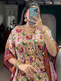 Attractive Maroon Digital Printed Gaji Silk Traditional Kaftan