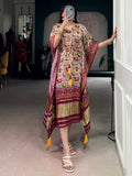 Attractive Maroon Digital Printed Gaji Silk Traditional Kaftan
