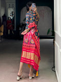 Wonderful Multi-Color Digital Printed Gaji Silk Event Wear Kaftan