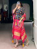 Wonderful Multi-Color Digital Printed Gaji Silk Event Wear Kaftan
