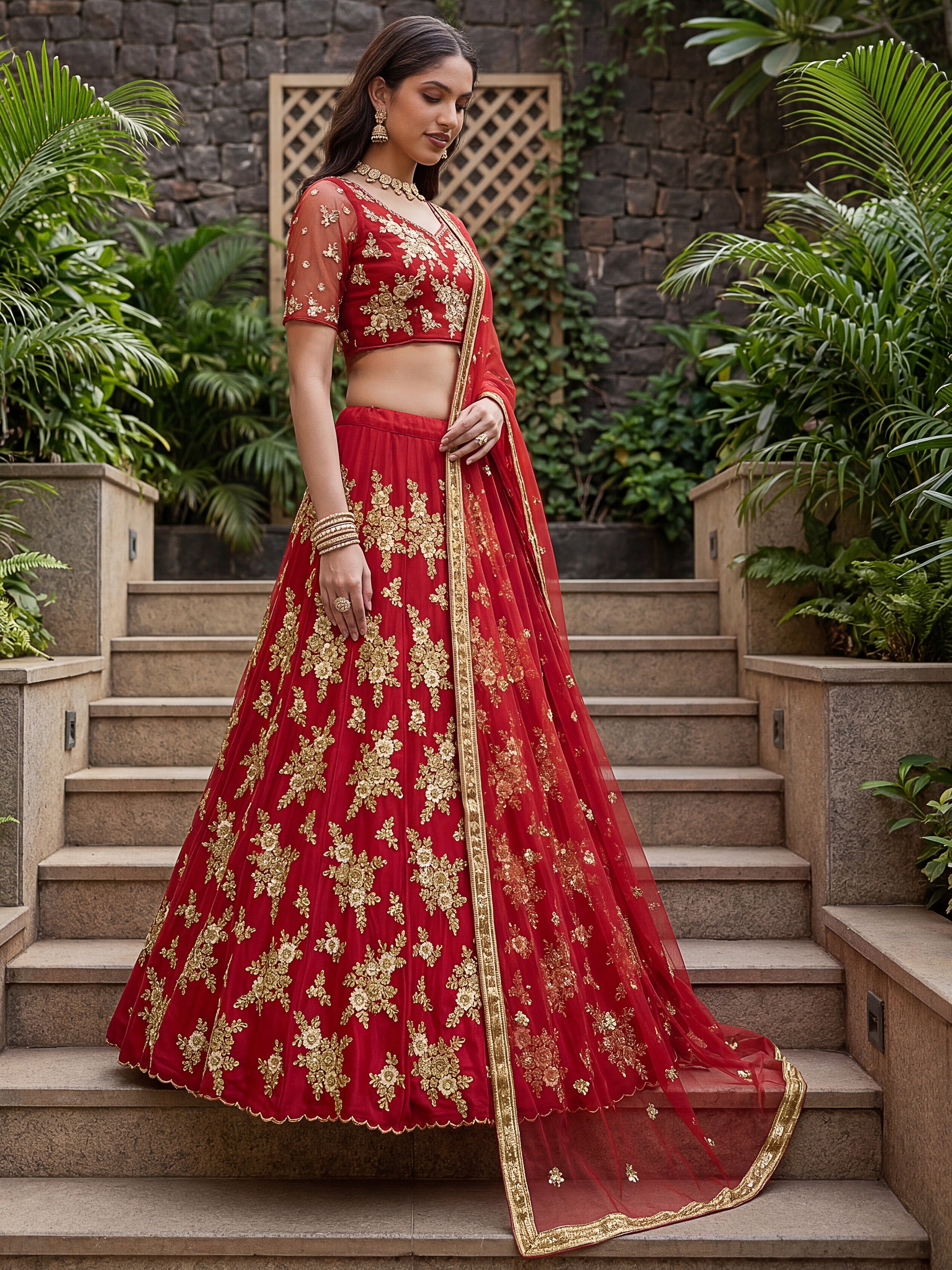 Awesome Maroon Dori Embroidered Net Wedding Lehenga Choli With Dupatta