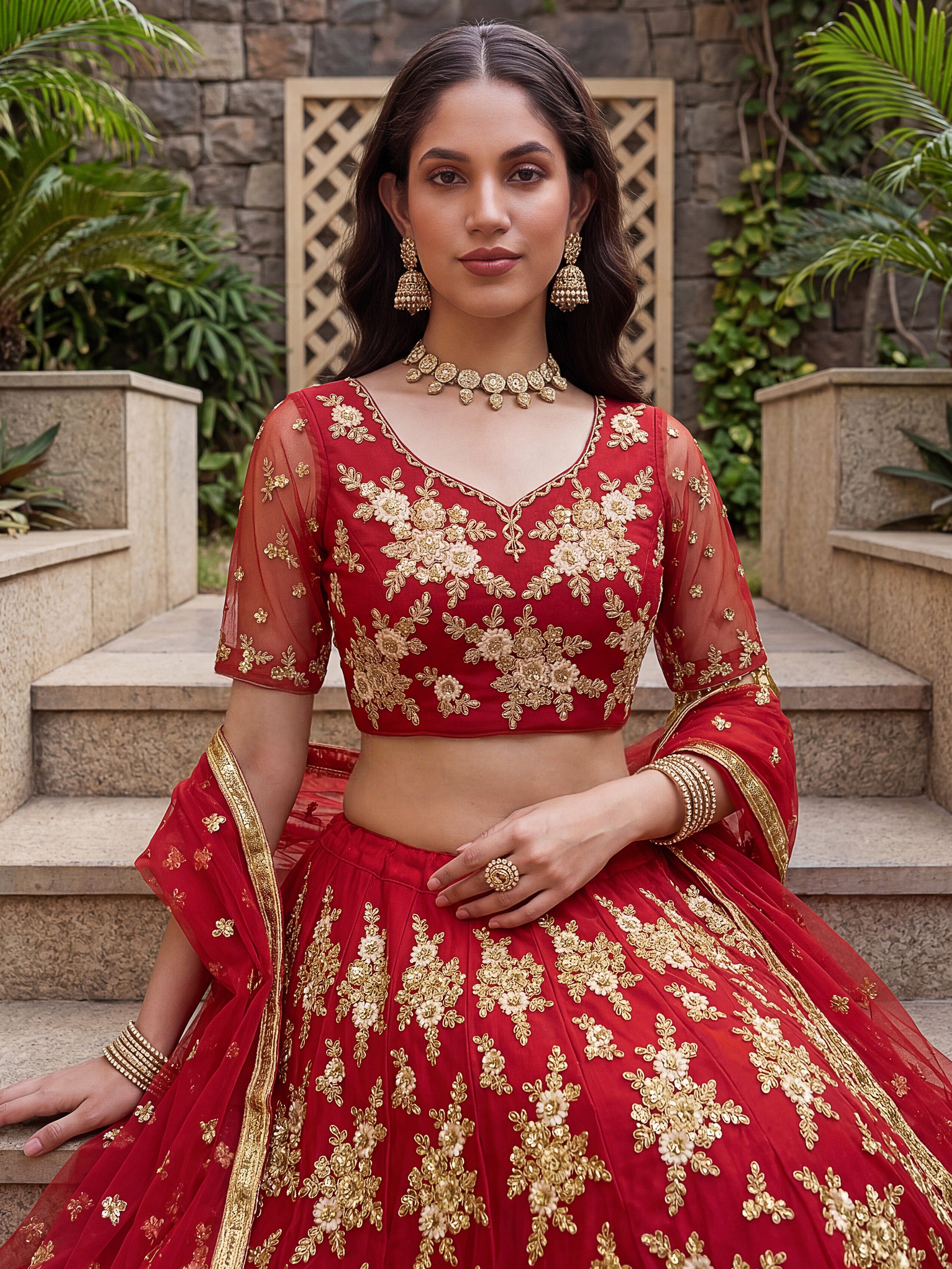 Awesome Maroon Dori Embroidered Net Wedding Lehenga Choli With Dupatta