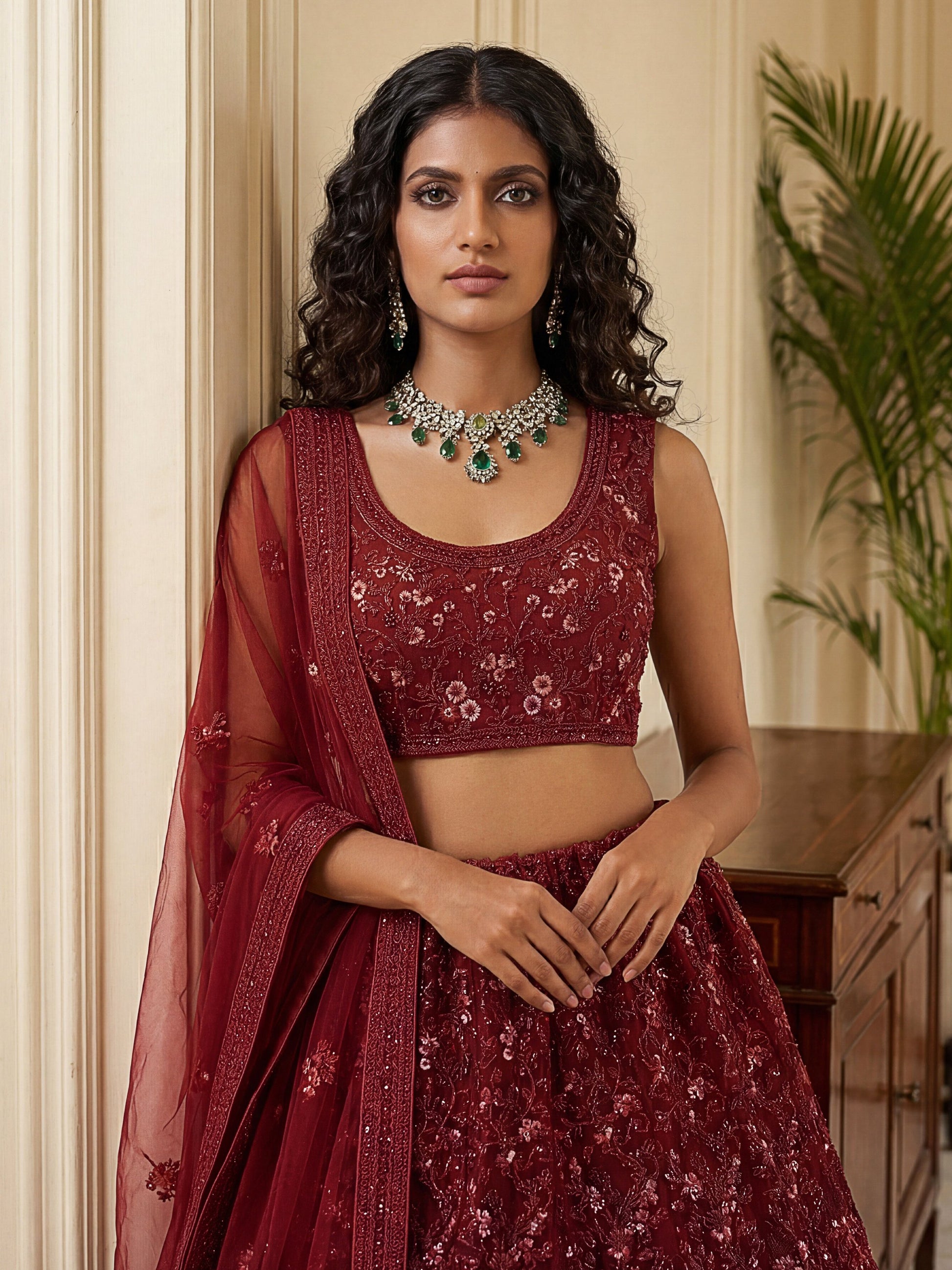 Lovely Red Dori Embroidery Net Bridal Lehenga Choli With Dupatta