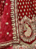 Dazzling Maroon Thread Embroidered Silk Bridal Lehenga Choli With Dupatta