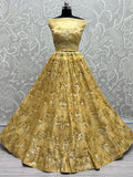 Beautiful Yellow Sequins Net Bridesmaid Lehenga Choli With Dupatta