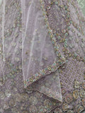 Sparkling Lavender Embroidery Net Wedding Wear Lehenga Choli with Dupatta