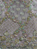 Sparkling Lavender Embroidery Net Wedding Wear Lehenga Choli with Dupatta