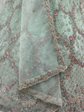 Awesome Mint Green Thread Work Net Wedding Wear Lehenga Choli with Dupatta