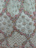 Awesome Mint Green Thread Work Net Wedding Wear Lehenga Choli with Dupatta