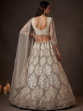 Glowing Off-White Embroidery Net Reception Wear Lehenga Choli with Dupatta