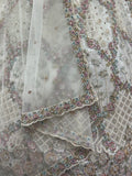 Glowing Off-White Embroidery Net Reception Wear Lehenga Choli with Dupatta