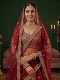 Precious Red Zari Embroidery Silk Wedding Wear Lehenga Choli