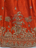 Glamorous Rust Orange Zari Embroidery Silk Bridal Lehenga Choli