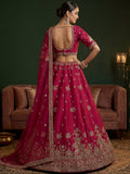 Sparkling Rani Pink Embroidered Silk  Bridal Wear Lehenga Choli