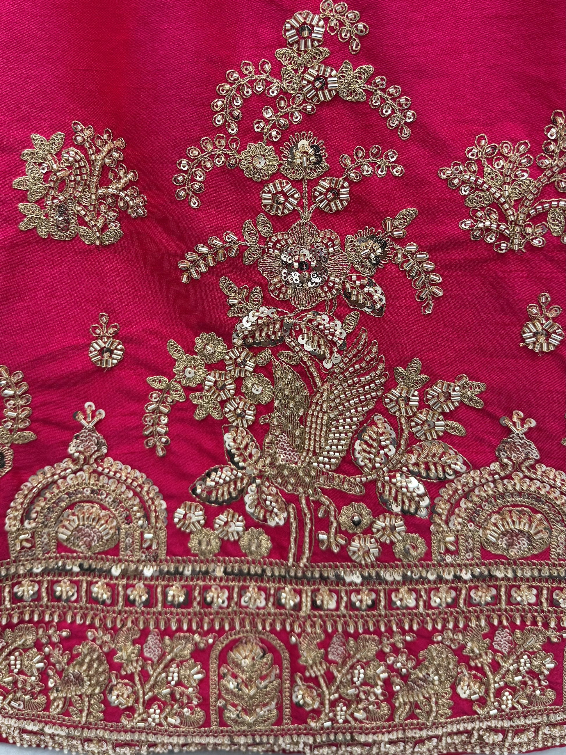 Sparkling Rani Pink Embroidered Silk  Bridal Wear Lehenga Choli