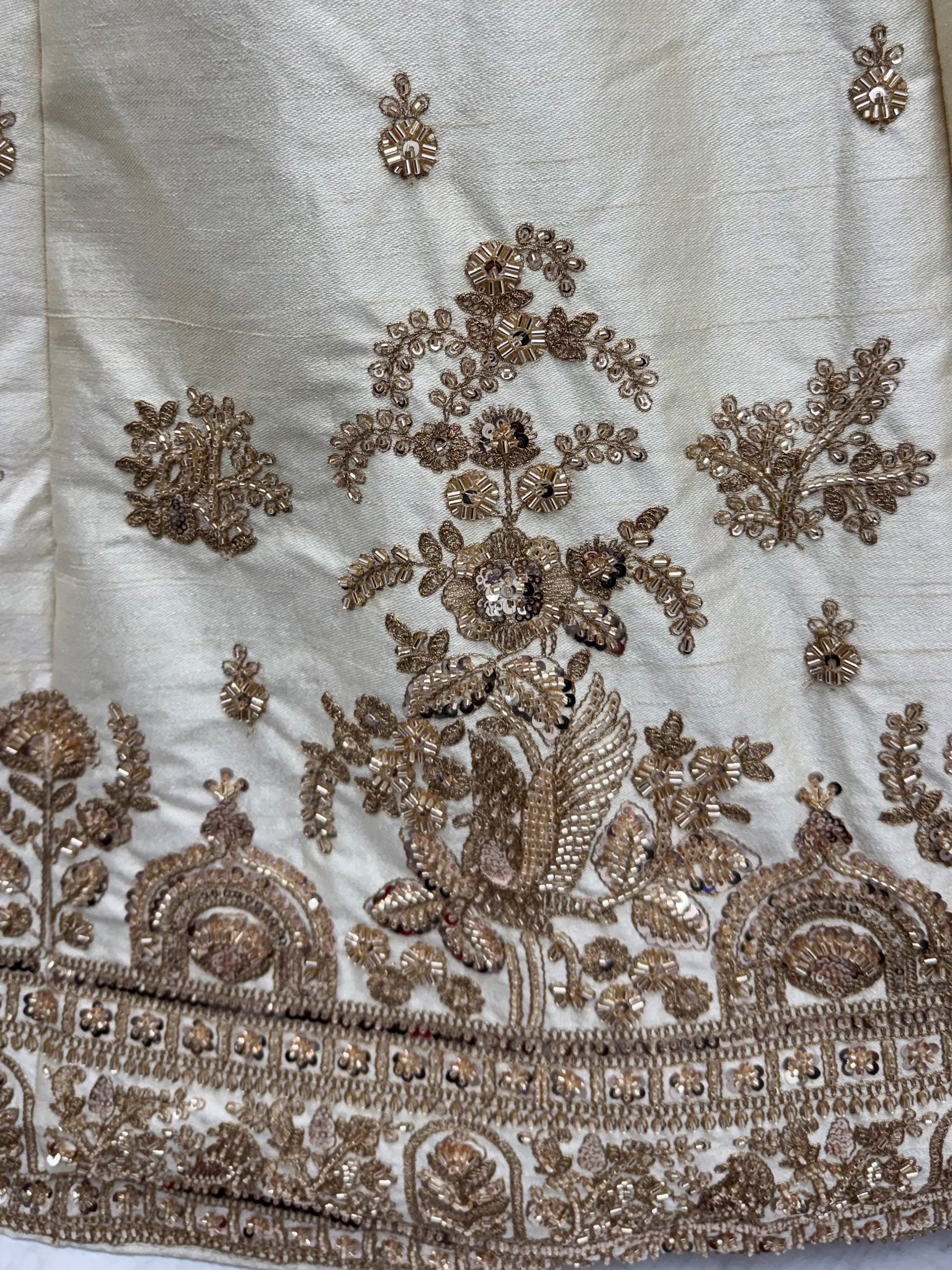 Stunning Off-White Sequins Work Silk Wedding Wear Lehenga Choli