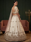 Stunning Off-White Sequins Work Silk Wedding Wear Lehenga Choli